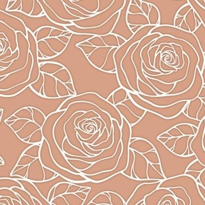 Rose Cutout Pattern  - Adobe Brick and White