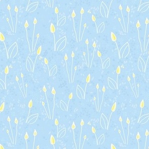 Tulips in Yellow on Sky Blue