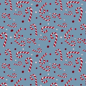 Candy Canes on Blue