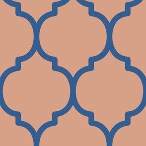 Extra Large Moroccan Tile Pattern - Adobe Brick and Lapis Blue