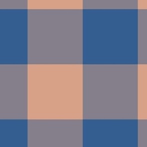Extra Jumbo Gingham Pattern - Adobe Brick and Lapis Blue