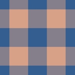Jumbo Gingham Pattern - Adobe Brick and Lapis Blue