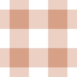 Jumbo Gingham Pattern -  Adobe Brick and White