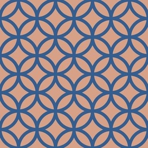 Interlocked Circle Pattern - Adobe Brick and Lapis Blue