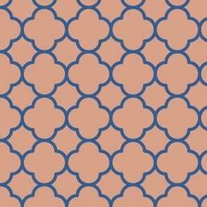 Quatrefoil Pattern - Adobe Brick and Lapis Blue