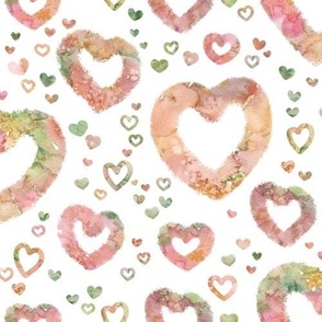Watercolor Hearts on White
