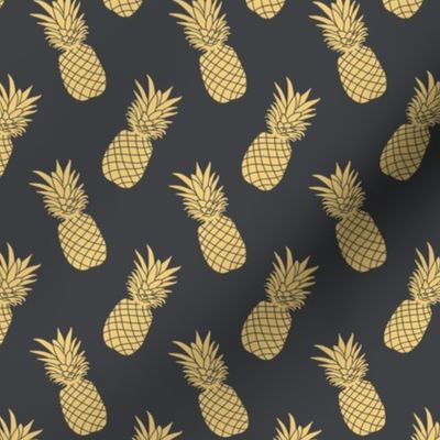 Pineapples 2in on Charcoal (dark grey scattered pineapples)