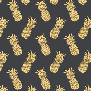 Pineapples 2in on Charcoal (dark grey scattered pineapples)