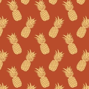 Pineapples 2in on Rust (terracotta orange scattered pineapples)