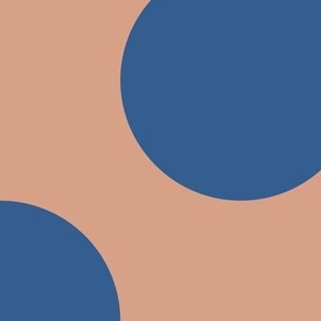 Jumbo Polka Dot Pattern  - Adobe Brick and Lapis Blue