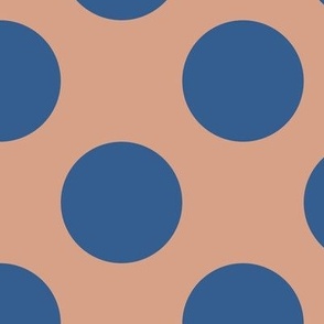 Large Polka Dot Pattern  - Adobe Brick and Lapis Blue