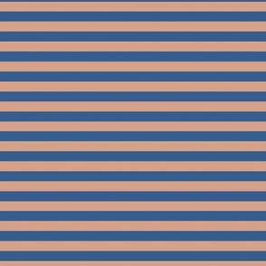 Horizontal Bengal Stripe Pattern - Adobe Brick and Lapis Blue