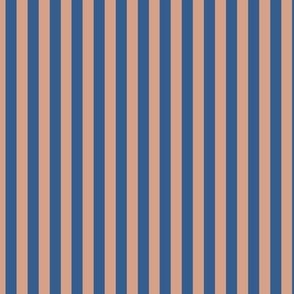 Vertical Bengal Stripe Pattern - Adobe Brick and Lapis Blue