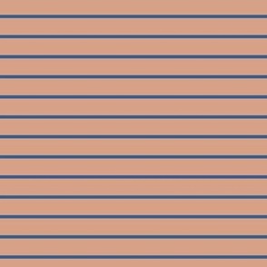 Horizontal Pin Stripe Pattern - Adobe Brick and Lapis Blue