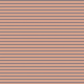 Small Horizontal Pin Stripe Pattern - Adobe Brick and Lapis Blue