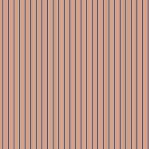 Vertical Pin Stripe Pattern - Adobe Brick and Lapis Blue