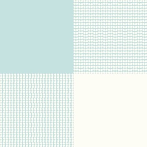 Fun Pearls and Dots Textured Buffalo Checks Pastel Colors Mix Large Whimsical Funky Retro Checks Pattern in Baby Colors Sea Glass Light Blue Turquoise CDE1DD Natural White Ivory FEFDF4 Fresh Modern Geometric Abstract