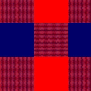Fun Pearls and Dots Textured Buffalo Checks Bright Colors Mix Large 2 Whimsical Funky Retro Checks Pattern in Bright Colors Bold Navy Blue 000066 Bold Red Bright Red FF0000 Bold Modern Geometric Abstract