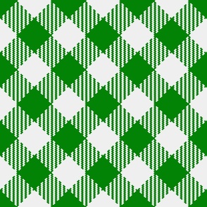 Gingham diagonal green white large