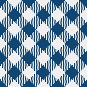 Gingham diagonal blue white large