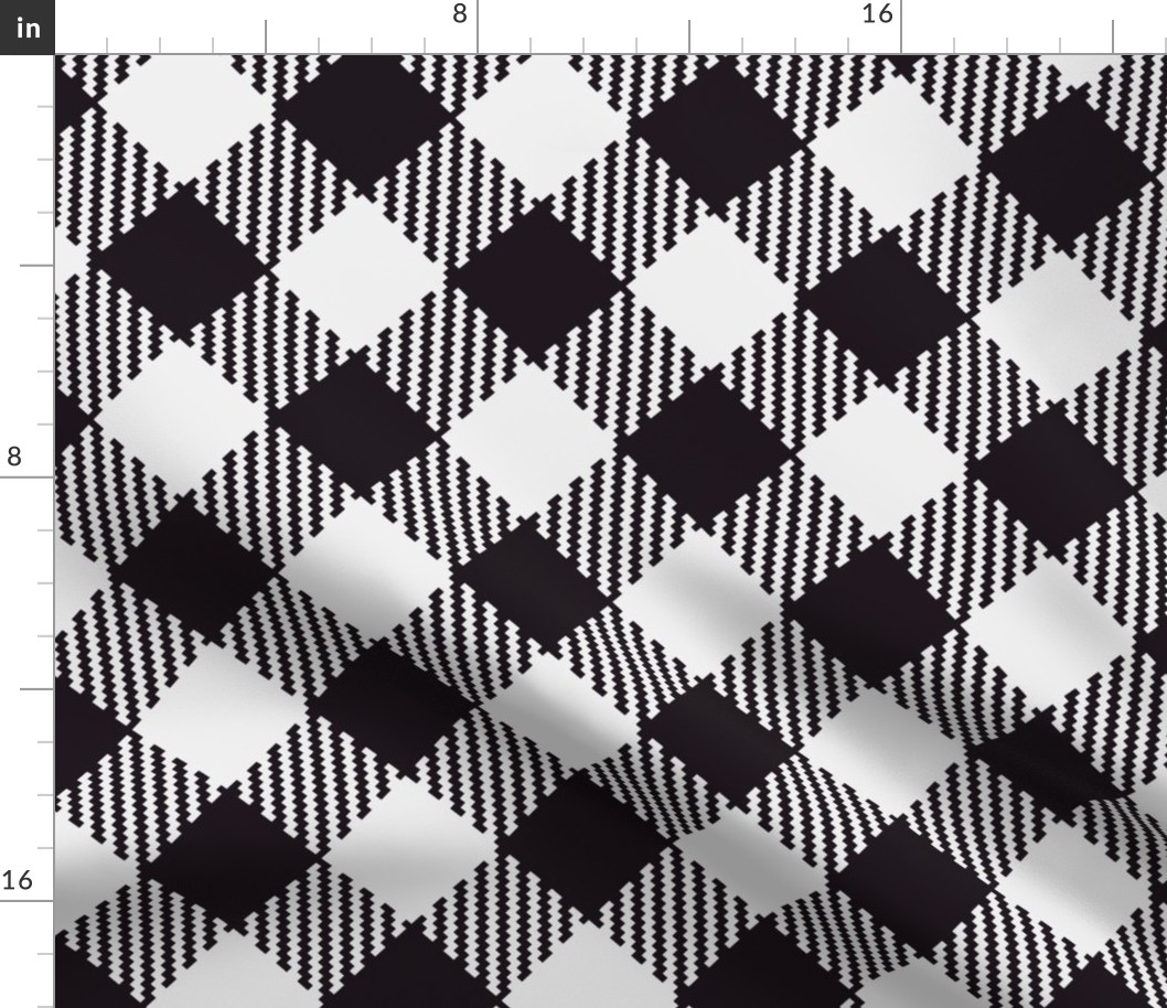 Gingham diagonal black white large