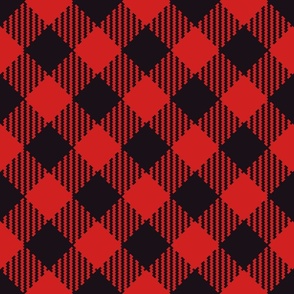 Gingham diagonal red black large
