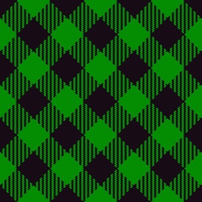 Gingham diagonal green black large