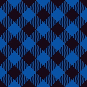 Gingham diagonal blue black large