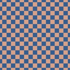 Checker Pattern - Adobe Brick and Lapis Blue