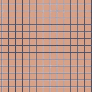 Grid Pattern - Adobe Brick and Lapis Blue