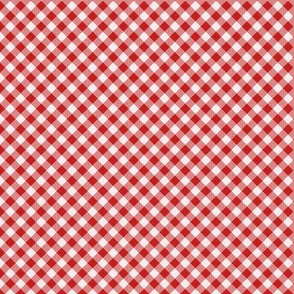 Gingham tiny small red white diagonal check