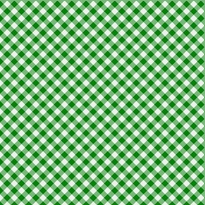 Gingham tiny small green white diagonal check