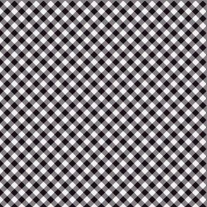 Gingham tiny small black white diagonal check