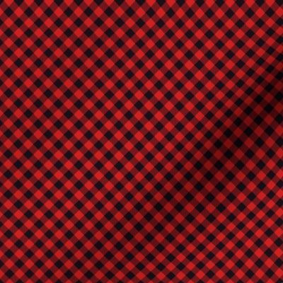 Gingham tiny small red black diagonal check