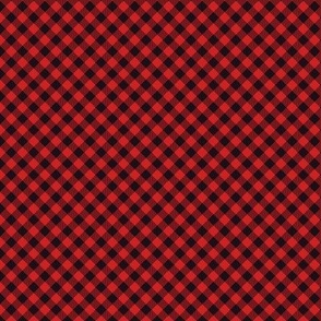 Gingham tiny small red black diagonal check