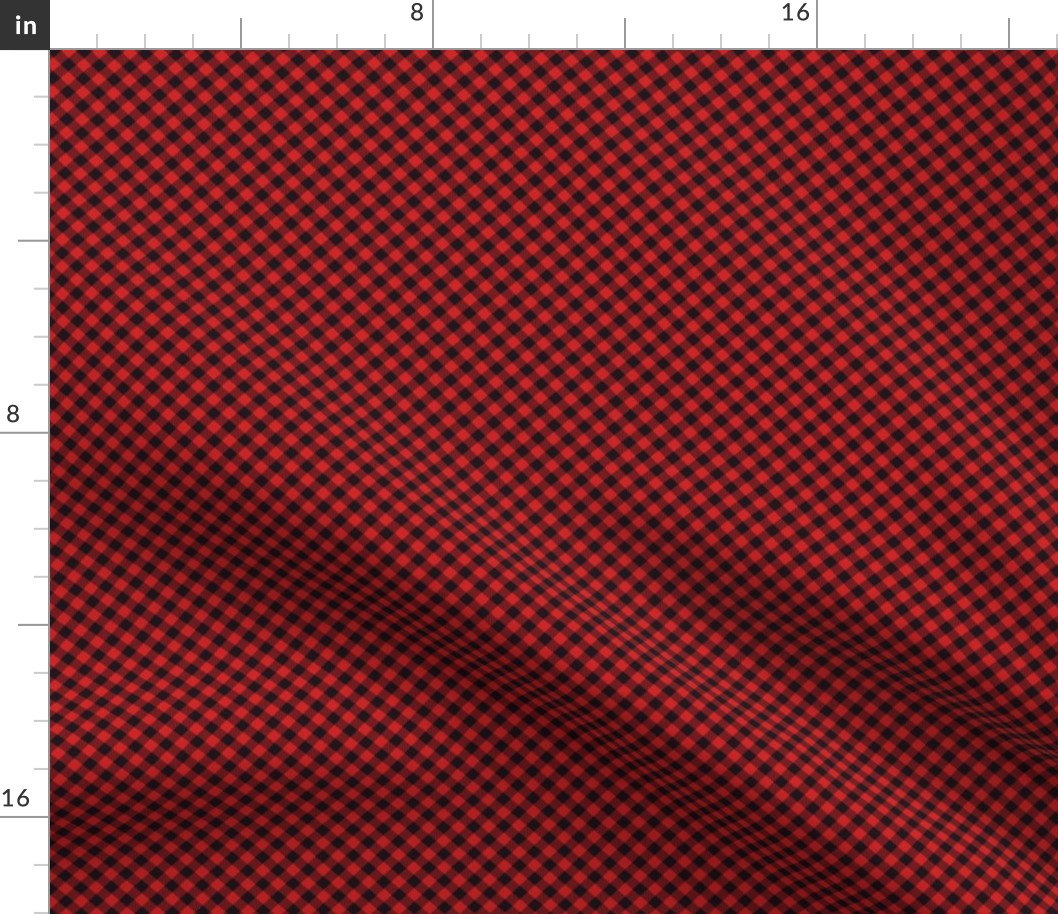 Gingham tiny small red black diagonal check