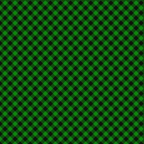 Gingham tiny small green black diagonal check