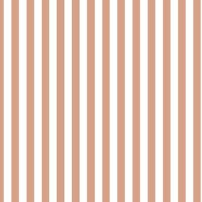 Vertical Bengal Stripe Pattern - Adobe Brick and White