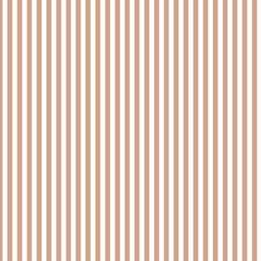 Small Horizontal Bengal Stripe Pattern - Adobe Brick and White