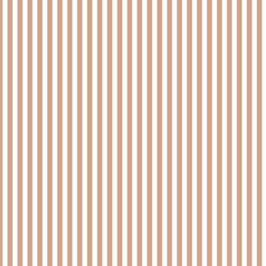 Small Vertical Bengal Stripe Pattern - Adobe Brick and White