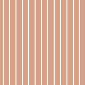 Horizontal Pin Stripe Pattern - Adobe Brick and White