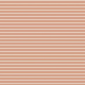 Small Horizontal Pin Stripe Pattern - Adobe Brick and White