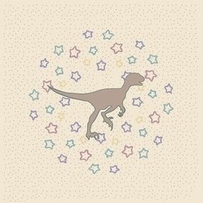 6-inch, Starry Dinosaur Velociraptor Neutral Embroidery Template