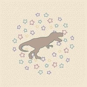 6-inch Quilt Block, Starry Dinosaur T-Rex Neutral Embroidery Template