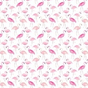 Watercolor pink flamingos on white / small / for fun bright pink tropical accessories and bows
