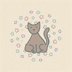 6-inch, Pet Cat Neutral Embroidery Template or Cheater Quilt Block