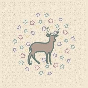 6-inch Block, Deer Neutral Embroidery Template, 6-inch, or Cheater Quilt Block