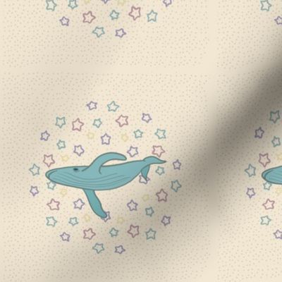 6-inch Quilt Block, Blue Whale Embroidery Template for Hoop