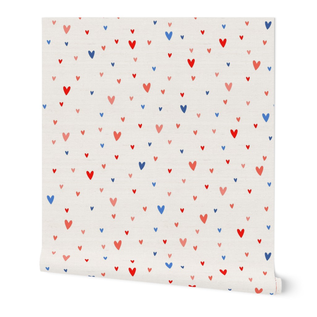 Fourth of July hearts on white