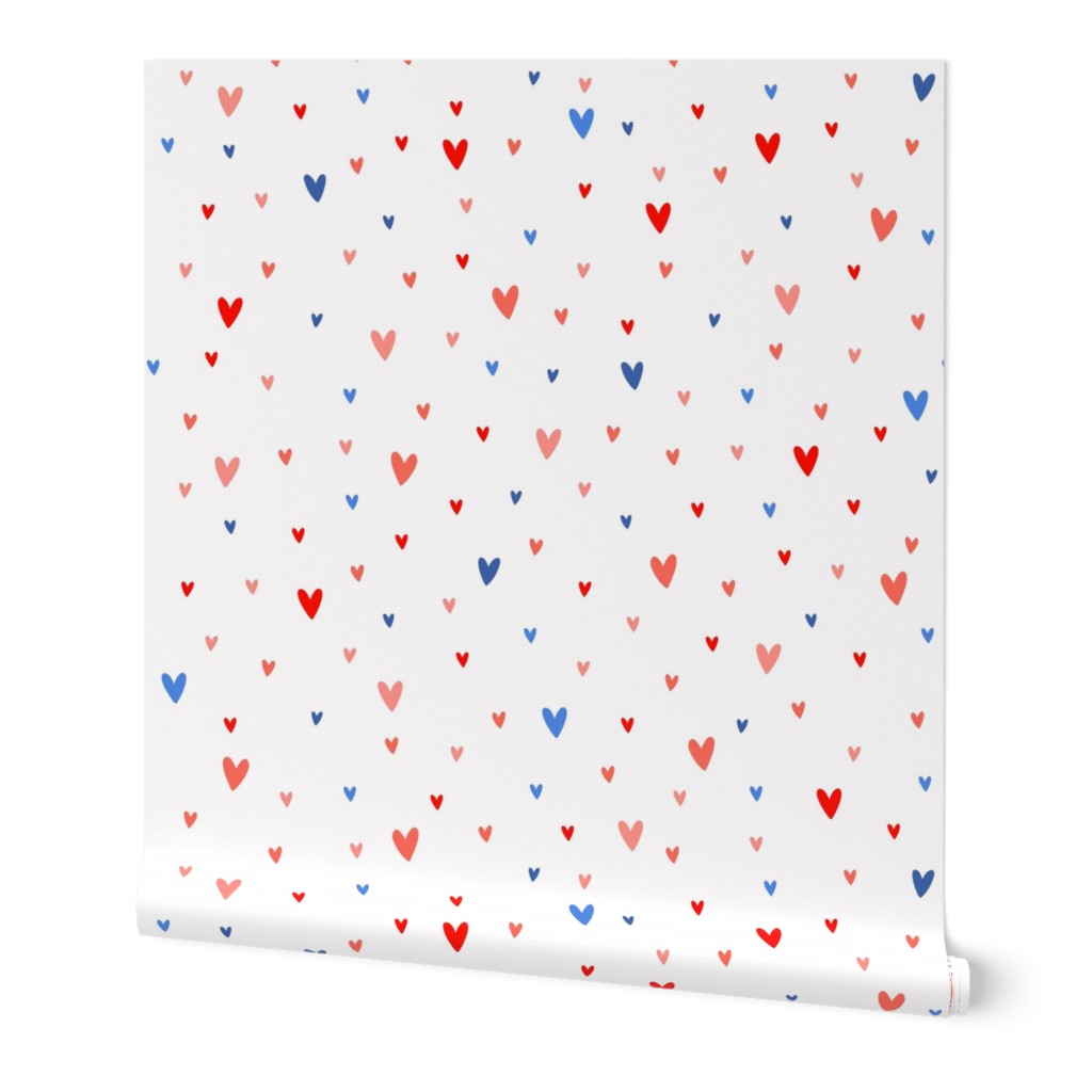 Fourth of July hearts on white